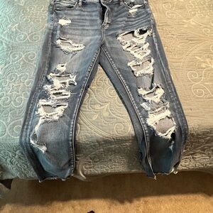 American Eagle Outfitters Blue Distressed Boyfriend Jeans